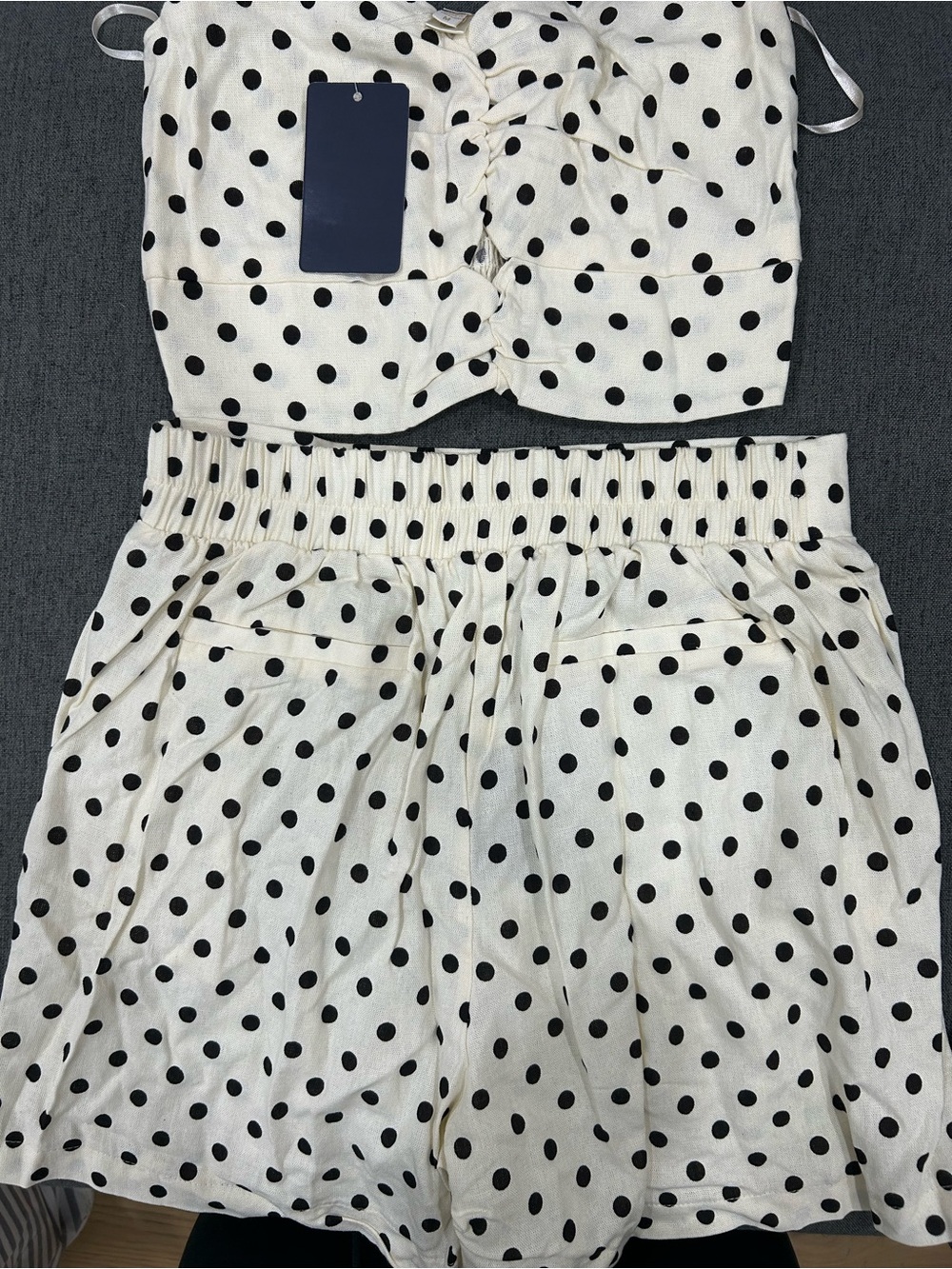 Monteau Cream and Black Polka Dot High Waist Shorts and Crop Top Set SZ M
new